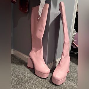 Dolls Kill Pink Heart Boots